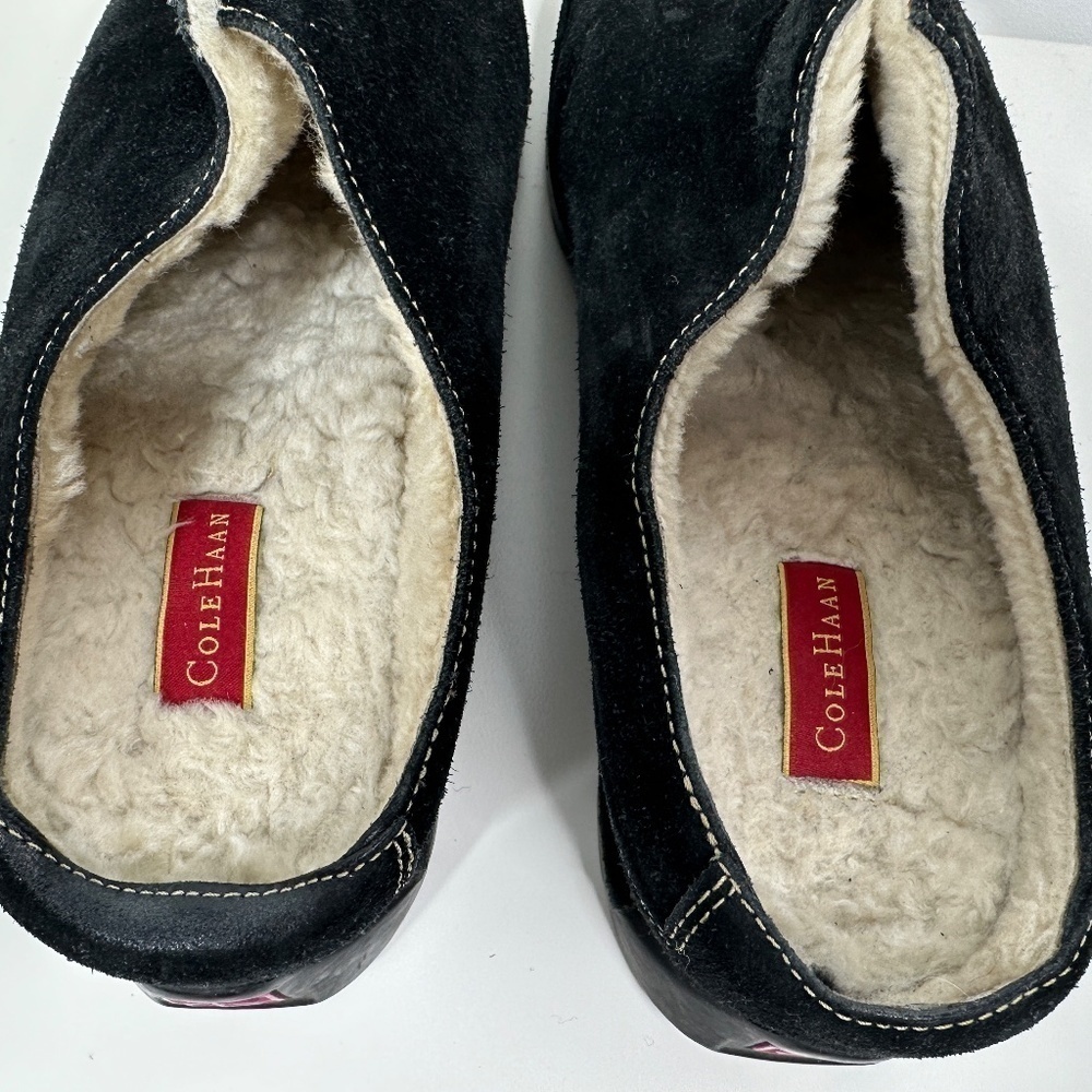 Cole Haan Women's Shoe Size 10B Suede Mule Clogs Faux Fur-Lined Black - Picture 12 of 14